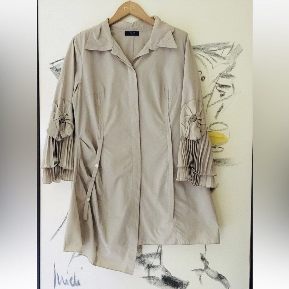 ZAPA, Paris Stone Cotton Blend Shirt, Tiered Bell Sleeves French Size Medium - Picture 6 of 11